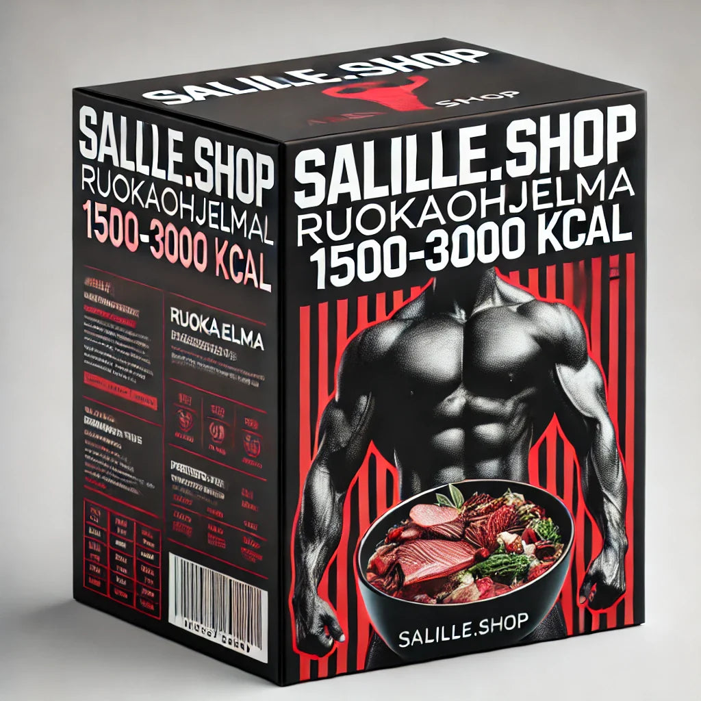 "Salille.Shop Ruokaohjelma 1500-3000 kcal - Räätälöity ruokavalio treeniin ja hyvinvointiin, suunniteltu tukemaan lihaskasvua ja rasvanpolttoa."